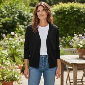 J. Jill Black Linen Cardigan Longline Coastal Grandma Sz 2X